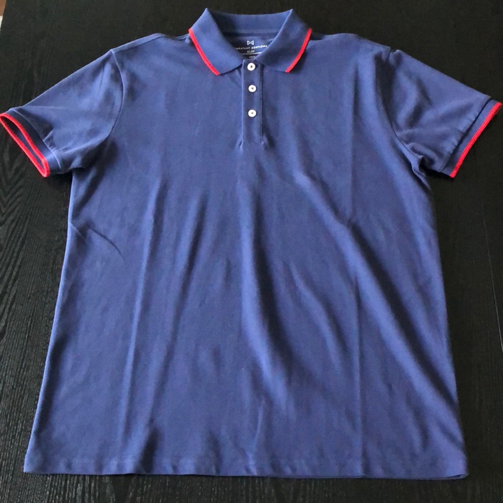 Men’s blue and red polo shirt